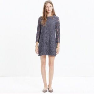 Madewell Long Sleeve Lace Dress - Gray